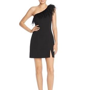Saylor one shoulder feather dress small